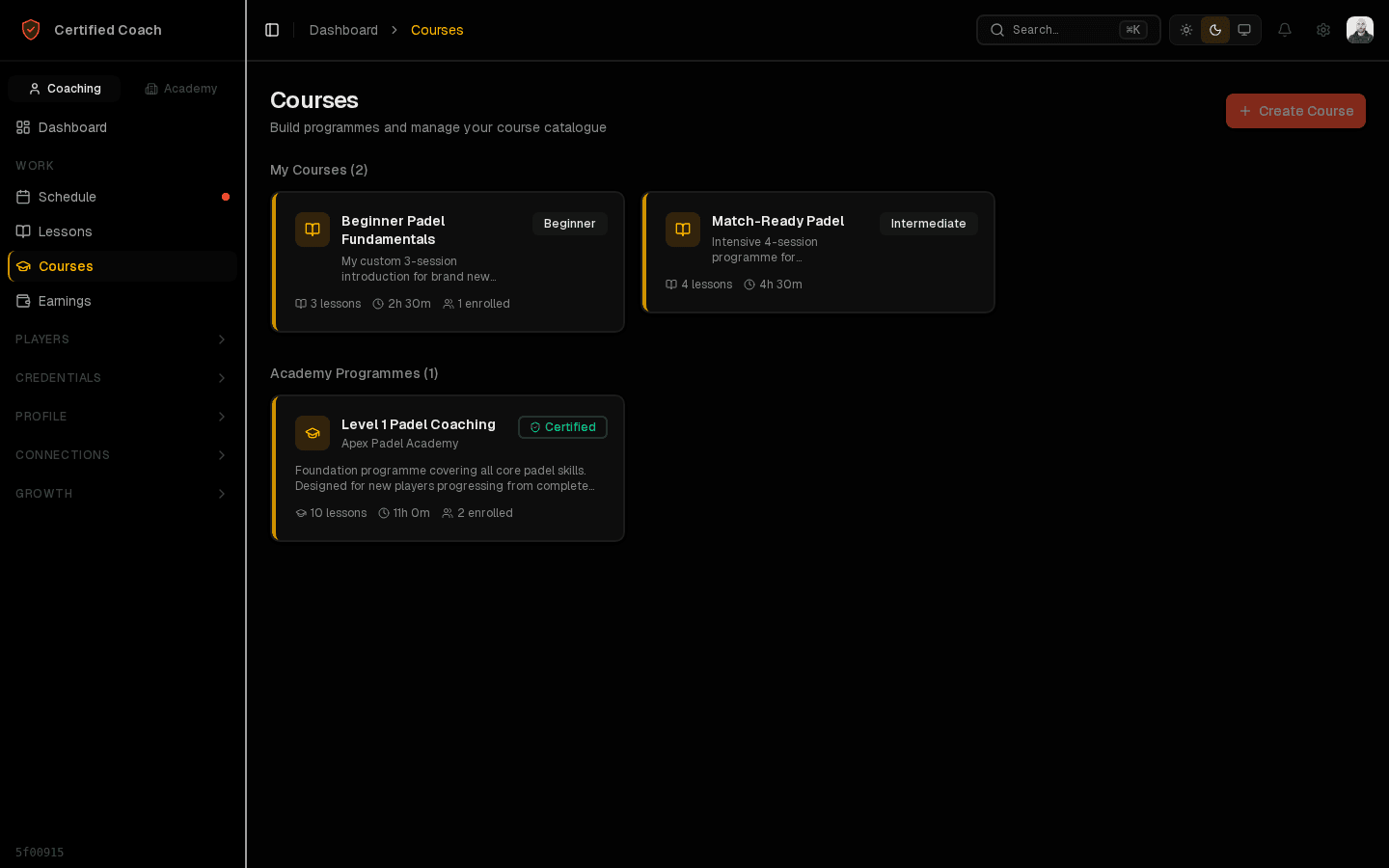 Academy course management